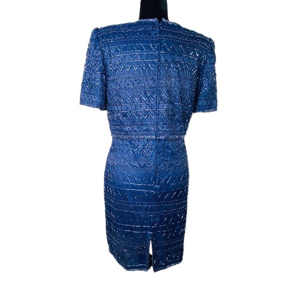 Laurence Kazar New York Sequined Evening Dress Handmade in India 80s Style - Picture 6 of 13